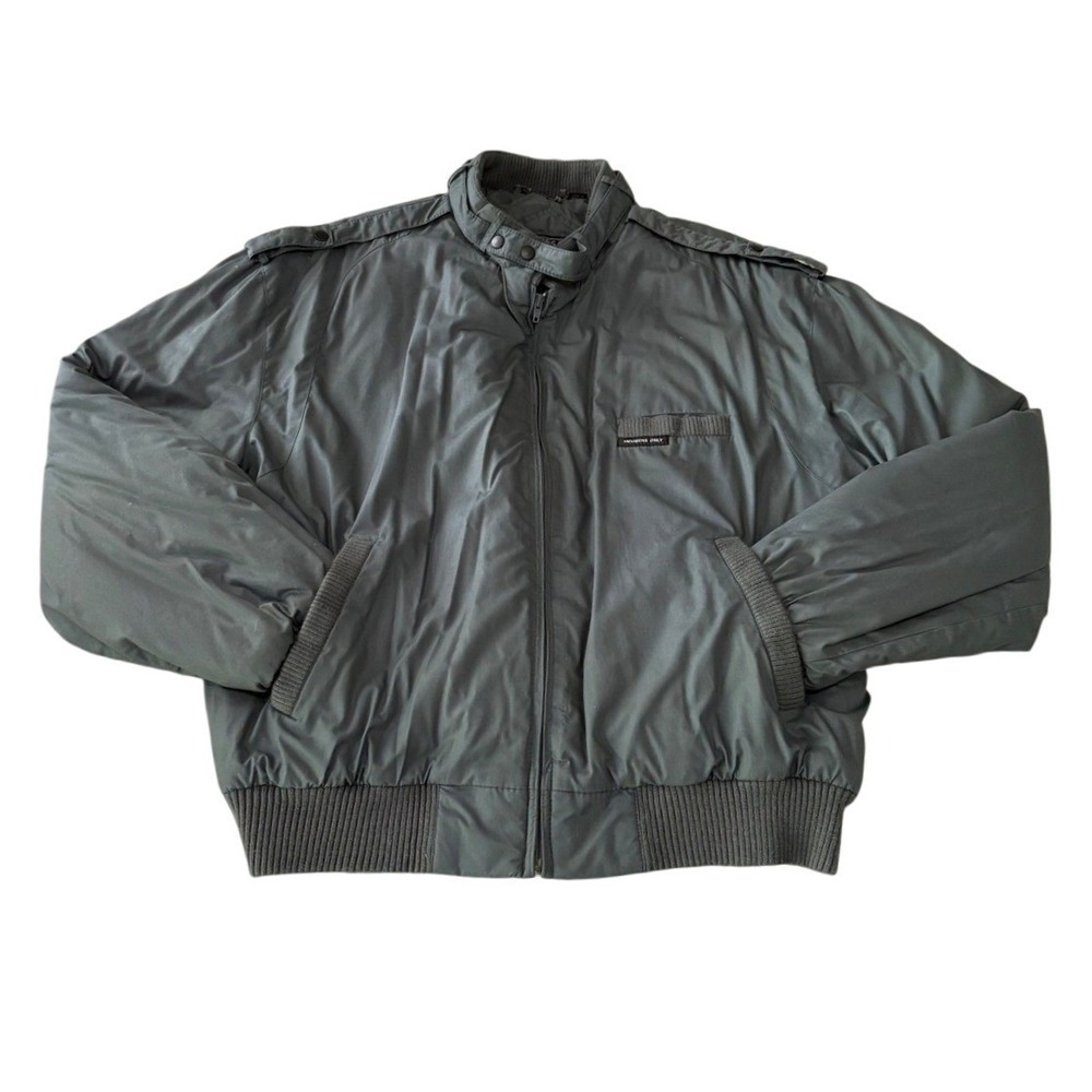 VTG 80s Members Only Jacket Mens 46 XL Grey Racer Bomber Quilted Lined Iconic‎